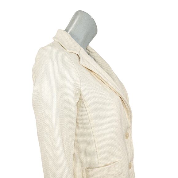 JESS MEANY 2 Button Blazer Jacket Beige Cotton Women's Size Medium - Picture 8 of 9